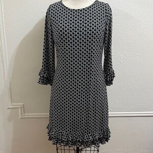 Elegant Black and White Patterned Dress